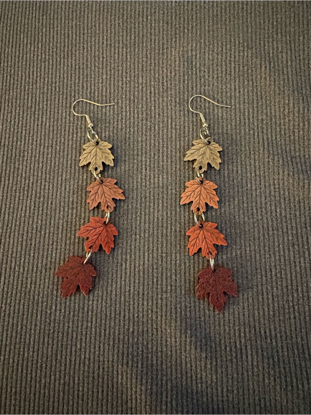 Leaf Dangle Earrings — Multi-Tone Autumn Colors